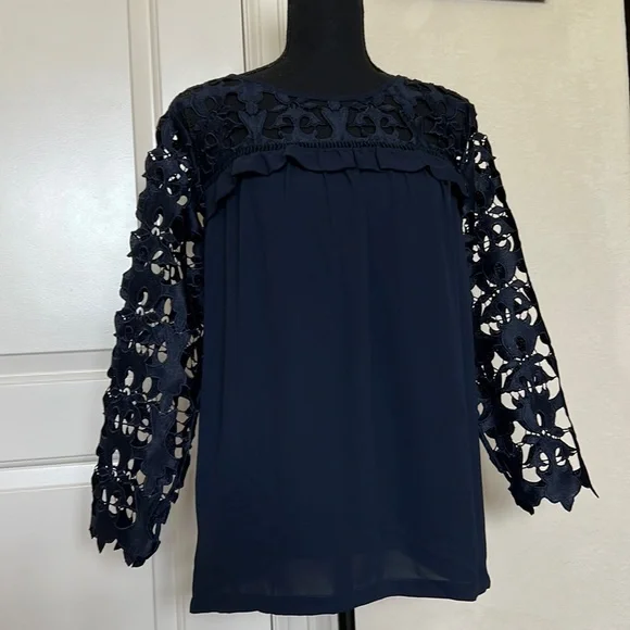 Loft lace embellished chiffon top - Picture 2 of 3